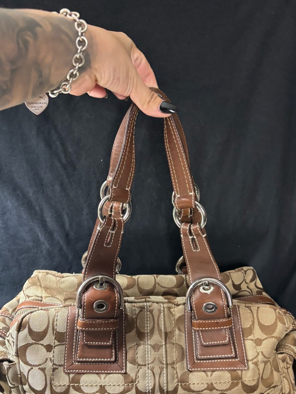 Vintage Coach Signature Canvas Soho Buckle Satchel (or Shoulder Bag / Carryall